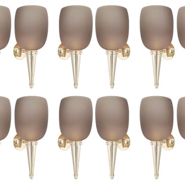 Set of Sixteen Torchere Smoky Brown Sconces by Barovier e Toso. Italy, 1950's.