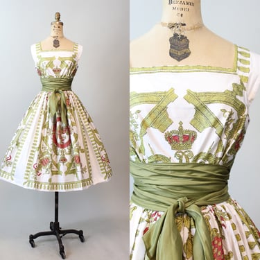 1950s DEADSTOCK MONACO novelty print dress xs | new spring 