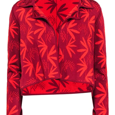 Pepa Pombo - Red Print Knit Open Front Jacket Sz M