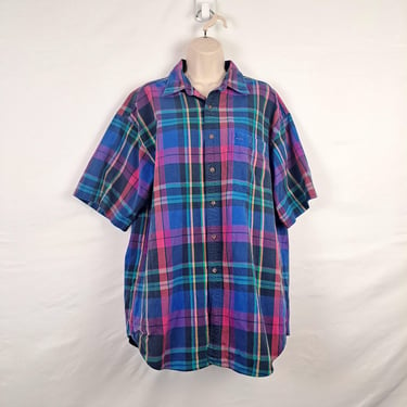 Vintage 90s Rainbow Plaid Shirt 