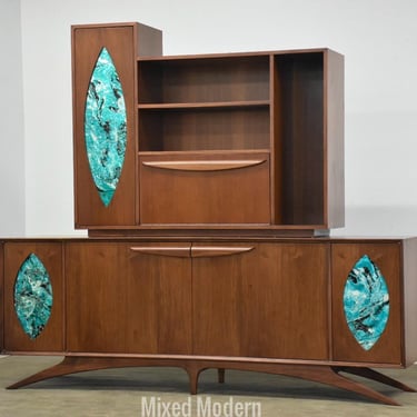 Refinished Walnut Vladimir Kagan Style Sideboard Credenza 