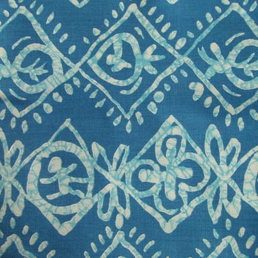 Vintage Batik Upholstery Fabric Indigo Blue Wax Print 2.5 Yds 