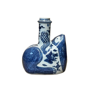 Chinese Blue White Porcelain Toad Frog Shape Long Neck Vase ws2866E 