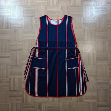 Kaisu Heikkilä 1970s Striped Cotton Tabard Dress Finnish Vintage Pinafore Dress Size M/L 