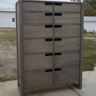 X12620A *Hardwood 12 Inset Drawer Dresser, Flat Panels, 40" x 20" x 60" tall; X12620fs, slanted legs, 50" x 20" x 60" tall - natural color 