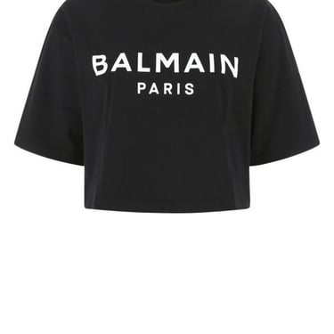 Balmain Woman Black Cotton T-Shirt