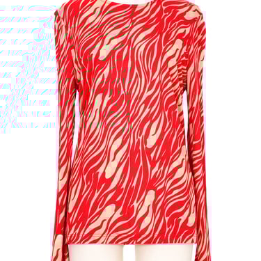 Gianni Versace Red Zebra Jersey Top
