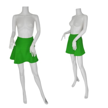 Collage Town Apple Green Poly Knit Short Flared Mini Skirt I Sz Sm 
