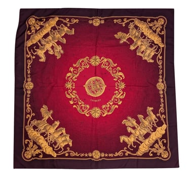 Hermes - Purple, Red, & Gold Horse Print Silk Scarf