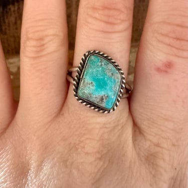 TRAPEZOID TURQUOISE Sterling Silver Ring | S Skeets Hallmark | Native American Navajo Southwestern Jewelry | Southwestern | Size 9 