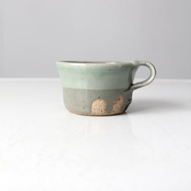 vintage studio pottery mug with green glaze 