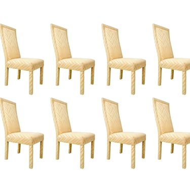 #1356 Set of 8 Vintage Upholstered Parsons Dining Chairs