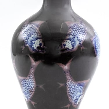 Japanese Koi Fish Ceramic Vase