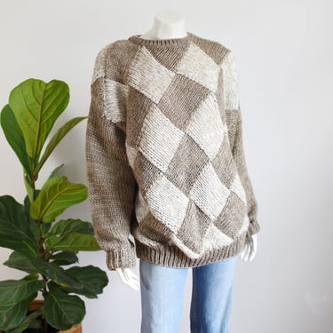 80s Basket Weave Sweater - XL 