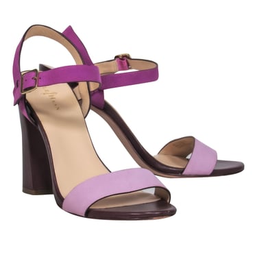 Cole Haan - Purple Colorblock Leather Strappy Block Heel Sandals Sz 8