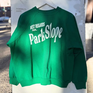 Neighborhood postcard upcycled sweatshirt, Park Slope