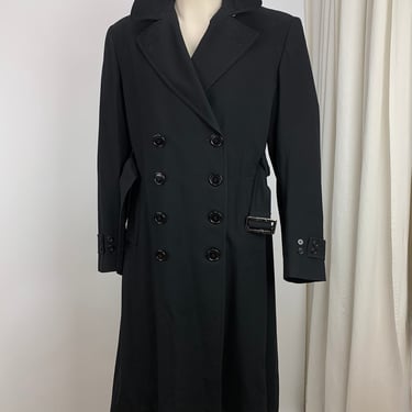 Wilsons Leather | Women's Double-Breasted Belted Leather Trench Coat | Black | Xs | Calvin Klein