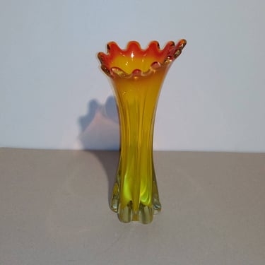 Vintage Glass Vase /  70's Mid Century 