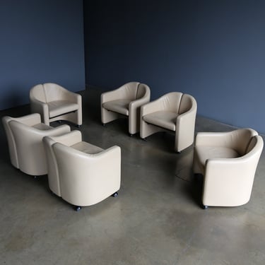 Eugenio Gerli PS142 Leather Split Back Chairs for Tecno, Italy, circa 1975
