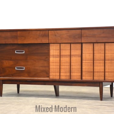 Refinished Walnut and Cane Dresser by Hooker 