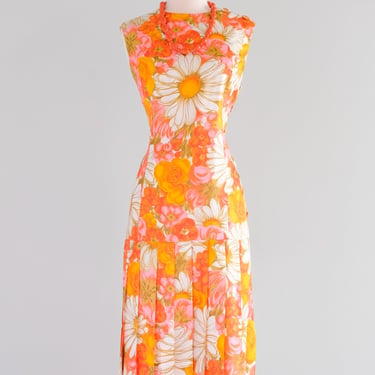 Charming 1960's Spring Dreams Bright Floral Party Dress / Sz ML