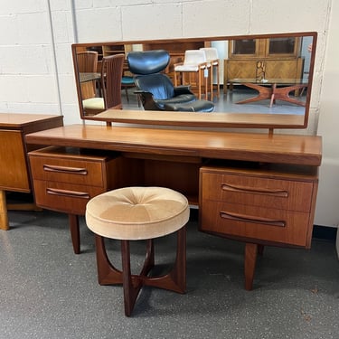 Mid Century Danish Modern Teak G Plan Fresco Desk / Vanity With Stool 