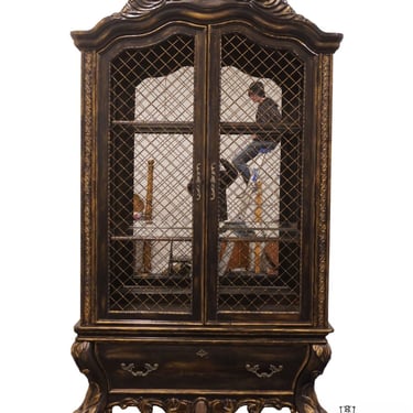 COLLEZIONE EUROPA Contemporary Black Antiqued Italian Style 53" Curio Display Cabinet 