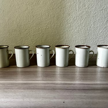 Vintage Stoneware Set of 6 Espresso mugs, Demitasse Cup "Brown Mist" by Niels Refsgaard, 1970s Danish Modern stoneware 