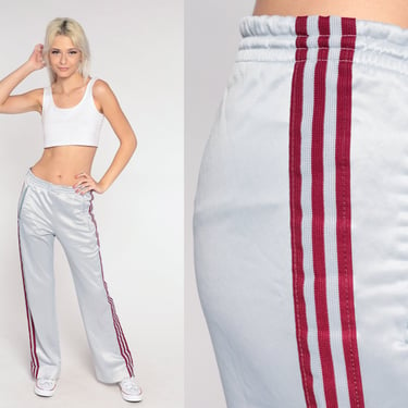 Adidas Track Pants 80s Silver Gym Pants Jogging Running Striped Track Suit 1980s Sports Gym Vintage Retro Streetwear Athletic Small S 
