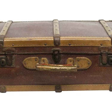 Vintage European Brown & Tan Suitcase