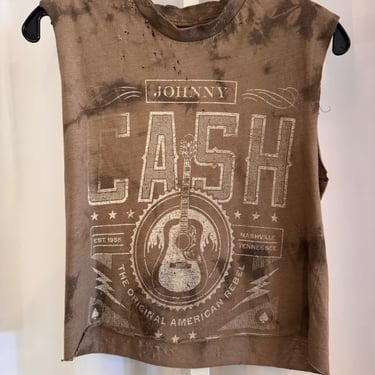 Johnny Cash Brown Cropped Tank Shirt