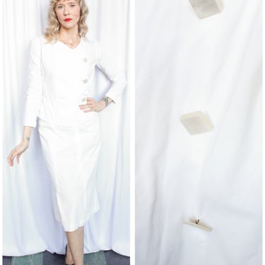 Late 20s/Early 30s White Deco Walking Suit - Small 