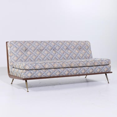 Robsjohn Gibbings for Widdicomb Model 1727 Mid Century Mid Century Walnut and Brass Sofa - mcm 