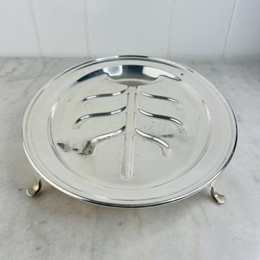 Silverplate Meat Serving Platter - Vintage Birks EPNS Footed Tray with Tree of Life Drip Catcher - 20
