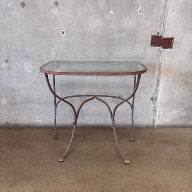 Vintage Salterini Wrought Iron Glass Top Console Side Table #2