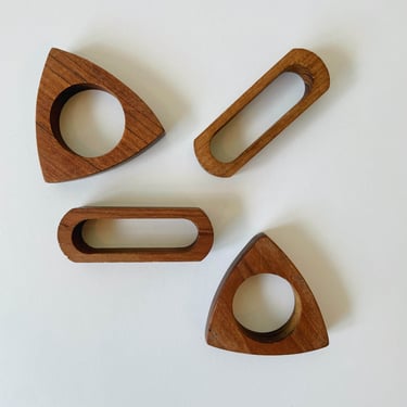 Set of 4 MCM Wood Napkin Rings