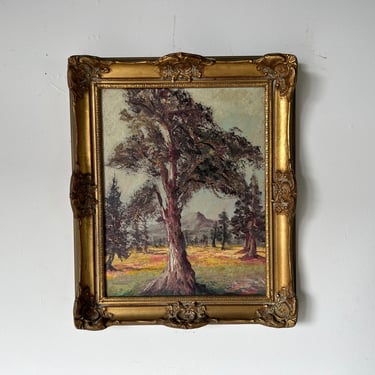 60's Vintage Plein Air Impressionist Trees Landscape Painting, Framed 
