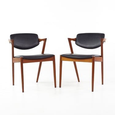 Kai Kristiansen Mid Century Danish Teak Z Dining Chairs - Pair - mcm 