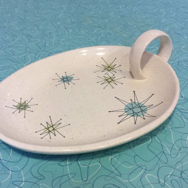 Vintage 1950s Mid Century Modern Franciscan Starburst Open Jam Dish 