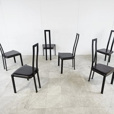 Vintage postmodern dining chairs, 1980s - vintage italian chairs - black metal dining chairs - vintage design chairs 