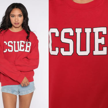 CSUEB Sweatshirt California State University Sweatshirt 90s University Shirt Graphic East Bay College Sweater 1990s Vintage Red Medium 