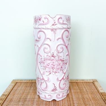 Hand Painted Pink Portuguese Umbrella Stand