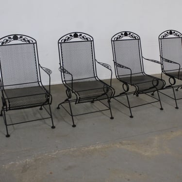 Set of 4 Vintage Outdoor Woodard Springer Dining Chairs 