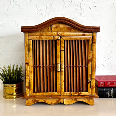 Vintage Rattan Cabinet | Rattan Storage Cabinet | Bamboo Cabinet | Bamboo tabletop cabinet | Bamboo Storage Box 