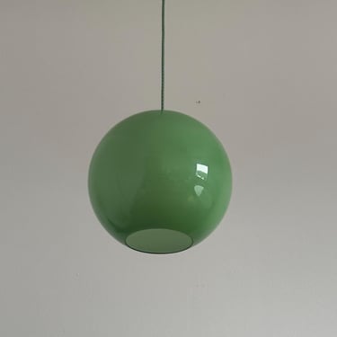 Vintage Green Opal Glass Globe Pendant Lamp / Ceiling Light / Antique Lighting / Dinning Room Lighting / Yugoslavia / 1970s 