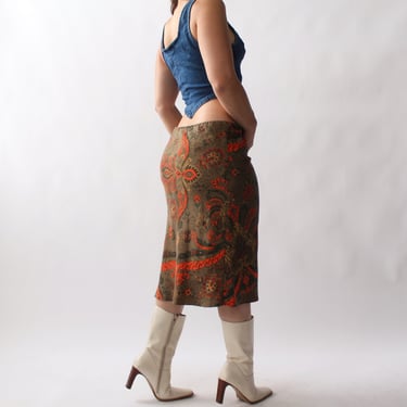 2000s Paisley Silk Skirt - W36