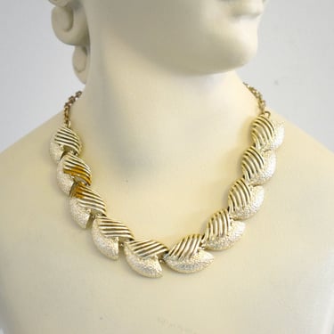 1960s Textured Gold Metal Choker Necklace 
