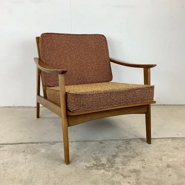 Mid-Century Modern Walnut Frame Lounge Chair 