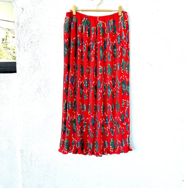 Vintage 80s Diane Freis Baroque Pleated Skirt Accordion Graphic Style Ruffle Dress Skirt 