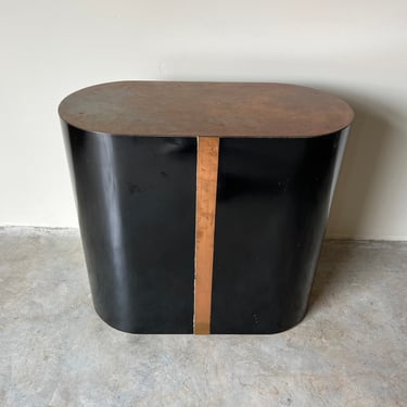 1980s Postmodern Black Laminate and Copper Dining / Console Table Base 